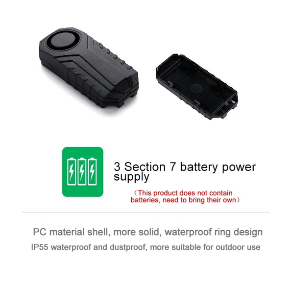 KS-SF22R IP55 Su Geçirmez Kablosuz 113dB Titreşimli Hırsız Sensörü Alarm Kumandalı Araç Bisiklet Elektrikli Bisiklet - 3