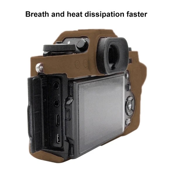 FUJIFILM XT3 Uyumlu Yumuşak Silikon Kamera Kılıfı Kahverengi - 6