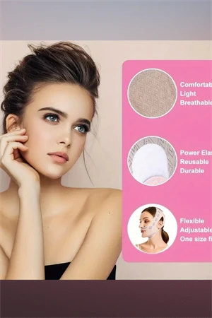 Ayarlanabilir V-Şekilli Yüz Kaldırma Bandı (Unisex) – Çift Çene Azaltıcı, Nazolabiyal Kırışıklık Sıkılaştırıcı, Nefes Alabilen & Kokusuz, Hipoalerjenik Kumaş, - Resim 3
