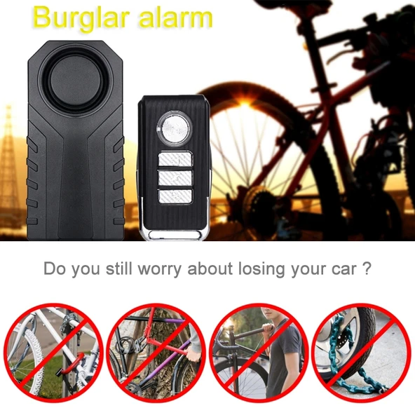 KS-SF22R IP55 Su Geçirmez Kablosuz 113dB Titreşimli Hırsız Sensörü Alarm Kumandalı Araç Bisiklet Elektrikli Bisiklet - 6
