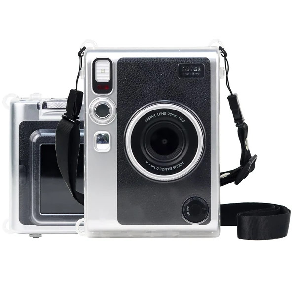 FUJIFILM Instax mini EVO Uyumlu Şeffaf Kristal Koruyucu Kılıf ve Ayarlanabilir Askı