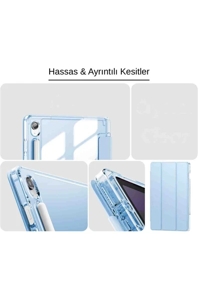 Galaxy Tab S10 FE Plus Uyumlu 13.1" Katlanabilen Standlı Smart Cover Akıllı Tablet Kılıfı - Resim 16