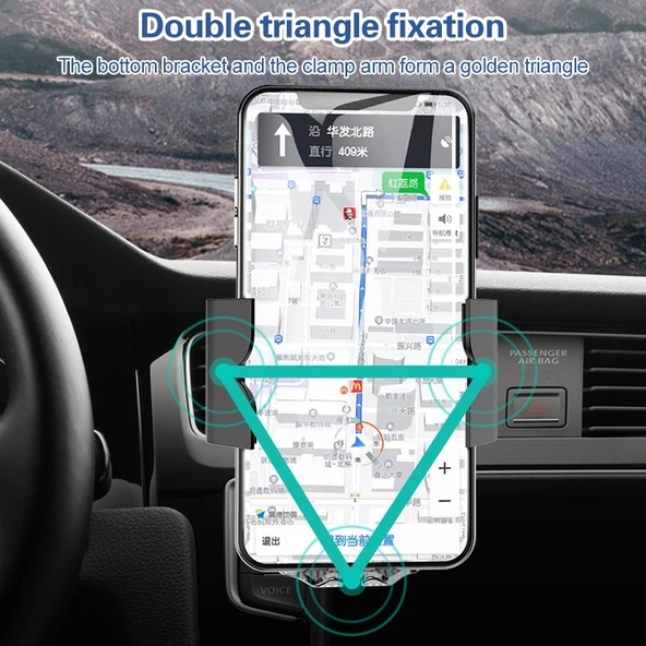 Araba Otomatik Kablosuz 10W Hızlı Şarj Telefon Tutucu Sesli Bildirimli - 11