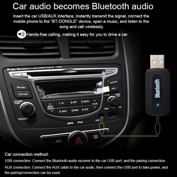 M1 Bluetooth Ses Verici Alıcı Adaptör Taşınabilir Ses Çalar Siyah - 9