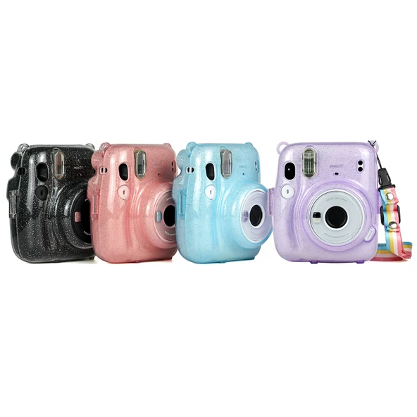 Fujifilm Instax Mini 11 Mor Parlak Kristal Kılıf ve Ayarlanabilir Askı - 7