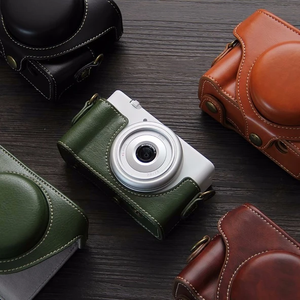 Sony ZV-1F Vlog Kamera Tam Gövde Deri Kılıf Çanta Yeşil - 5