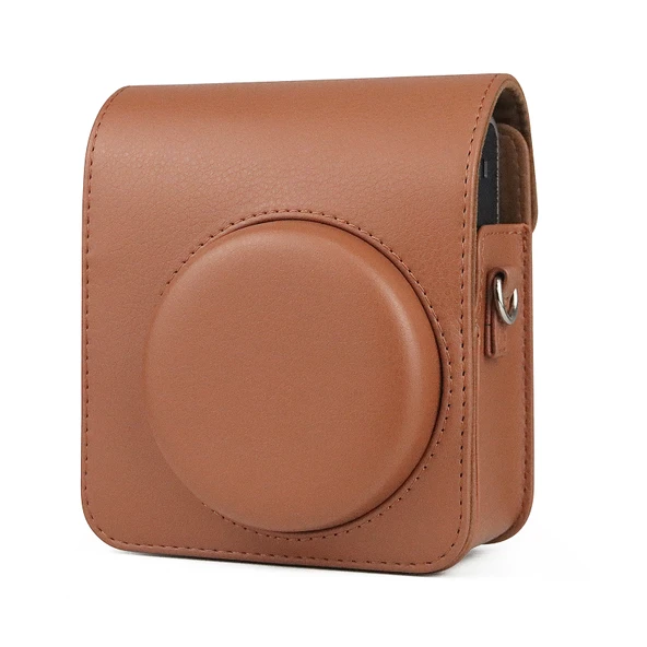 FUJIFILM Instax Mini 40 Tam Korumalı Retro PU Deri Kamera Çantası Kahverengi - 5