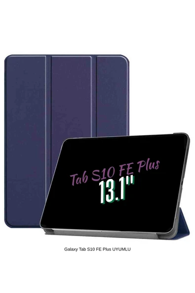 Galaxy Tab S10 FE Plus Uyumlu 13.1" Katlanabilen Standlı Smart Cover Akıllı Tablet Kılıfı - Resim 13