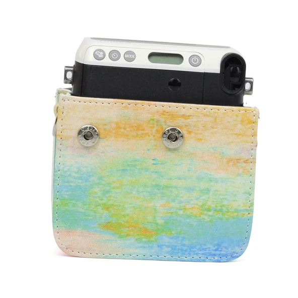 FUJIFILM Instax Mini 70 İçin Gökkuşağı Yağlı Boya Desenli PU Deri Koruyucu Kamera Çantası - 4