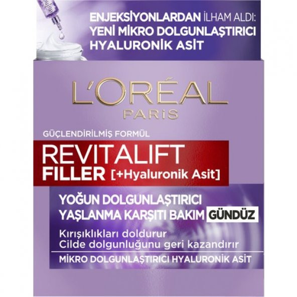 LOreal Paris Revitalift Filler Yoğun Dolgunlaştırıcı Yaşlanma Karşıtı Gündüz Kremi 50ml - Hyaluronik Asit 3432 - 3