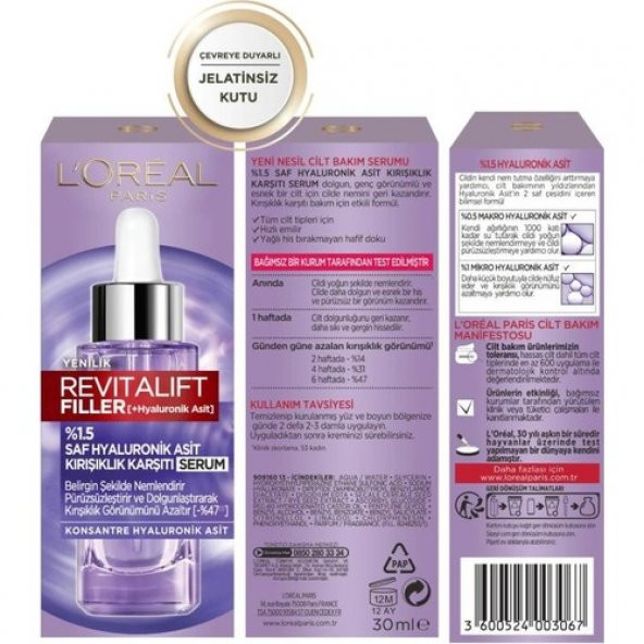 LOréal Paris Revitalift Filler 1.5 Saf Hyaluronik Asit Kırışıklık Karşıtı Serum- 30 ML - 3
