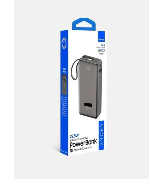 Acl 22.5W Hızlı Şarjlı 10.000 mAh Dahili USB-C Kablolu Powerbank PW-109 ürün görseli 1
