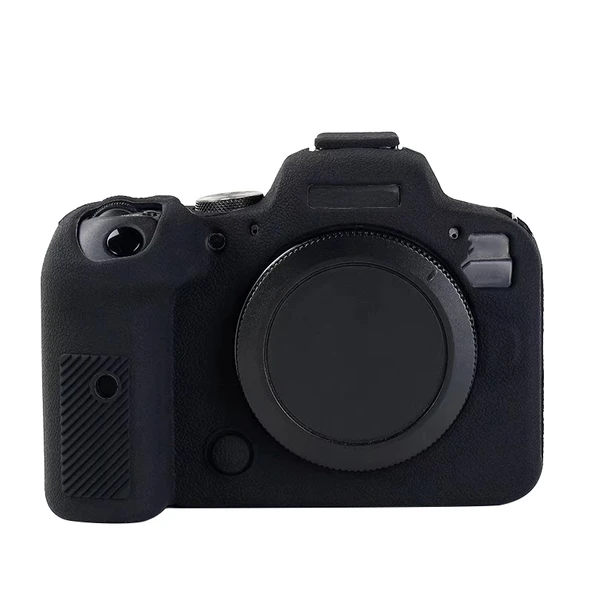 Canon EOS R6 Litchi Dokulu Siyah Yumuşak Silikon Kılıf - 2