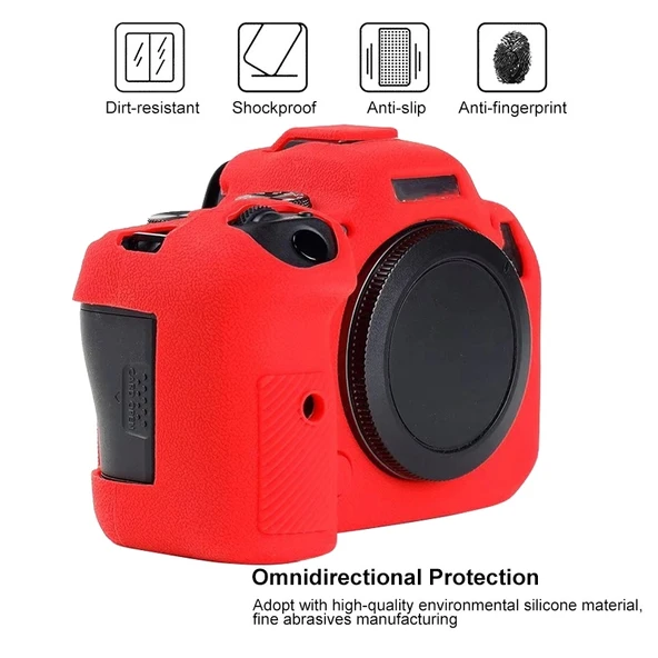 Canon EOS R6 Litchi Dokulu Siyah Yumuşak Silikon Kılıf - 3