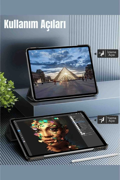 Galaxy Tab S10 FE Plus Uyumlu 13.1" Katlanabilen Standlı Smart Cover Akıllı Tablet Kılıfı - Resim 12