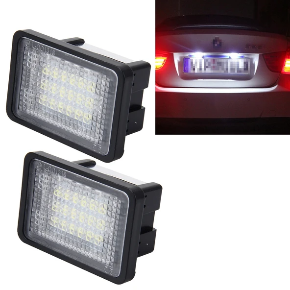 Mercedes Benz GLK X204 Uyumlu 2 Parça Plaka Lambası 18 SMD 3528 LED Beyaz Işık 2W 120LM DC12V