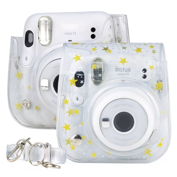 FUJIFILM Instax Mini 11 9 8 Uyumlu Şeffaf PVC Sert Kamera Çantası Omuz Askılı