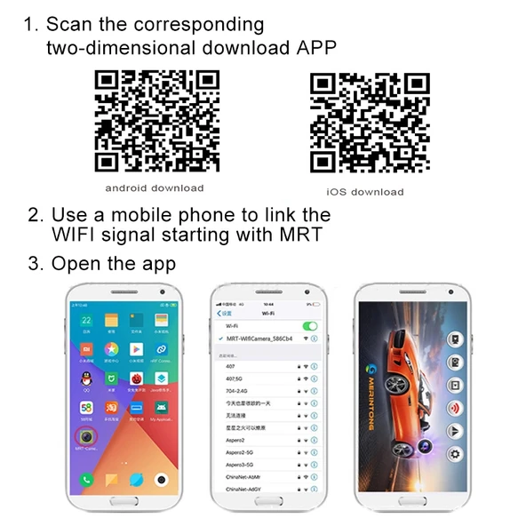 Araç WiFi Kablosuz Geniş Açı Kör Nokta Geri Görüş Kamerası - 7