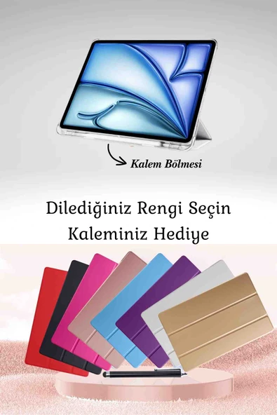 Galaxy Tab S10 FE Plus Uyumlu 13.1" Katlanabilen Standlı Smart Cover Akıllı Tablet Kılıfı - Resim 19