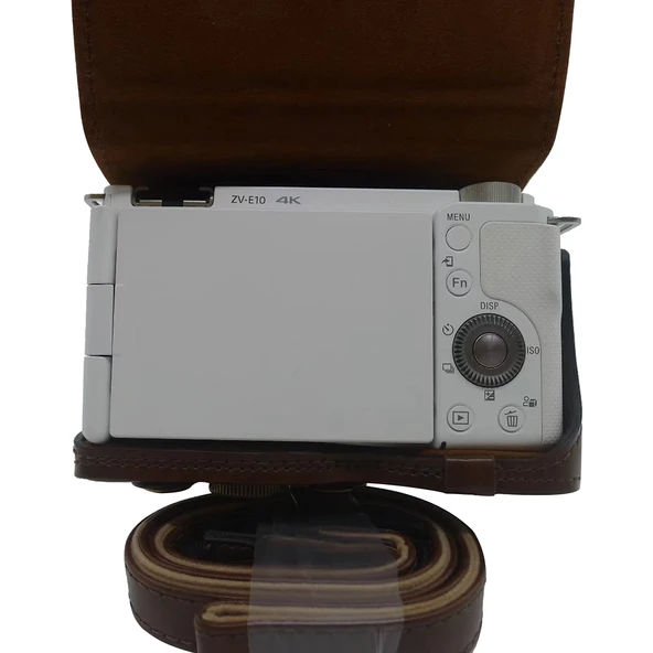 Sony ZV-E10 Tam Korumalı PU Deri Kamera Çantası Siyah - 4