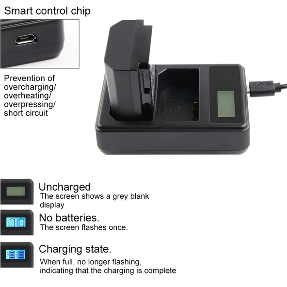 Sony NP-FZ100 Çift Kanal Dijital LCD Ekranlı Pil Şarj Cihazı USB Portlu ILCE-9 Uyumlu - 5