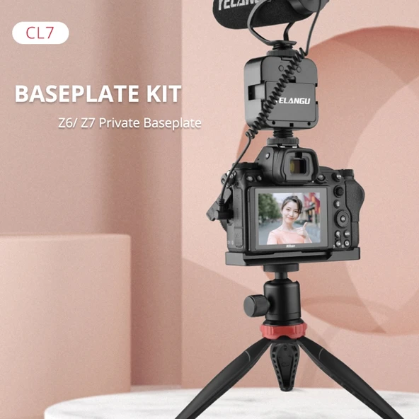 YELANGU CL7 Kamera Genişletme Tabanı L Plaka Nikon Z6 Uyumlu Siyah - 6