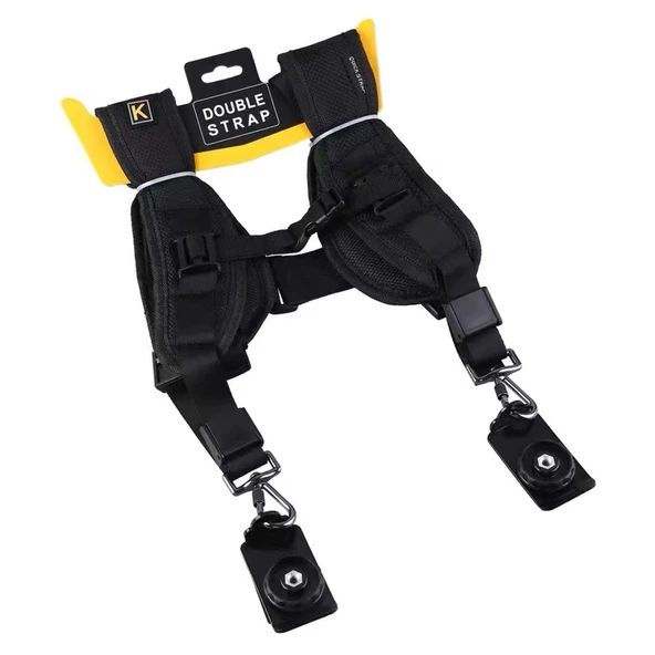 Hızlı Çift Omuz Askısı DSLR 2 Kamera için QS-B 1/4 Siyah - 3
