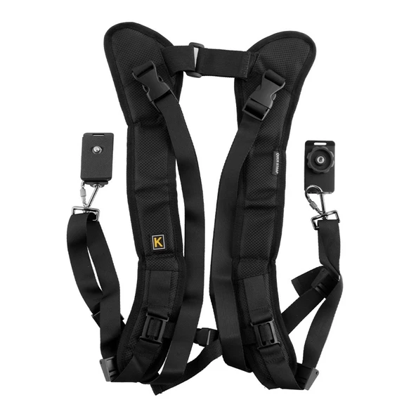 Hızlı Çift Omuz Askısı DSLR 2 Kamera için QS-B 1/4 Siyah - 2