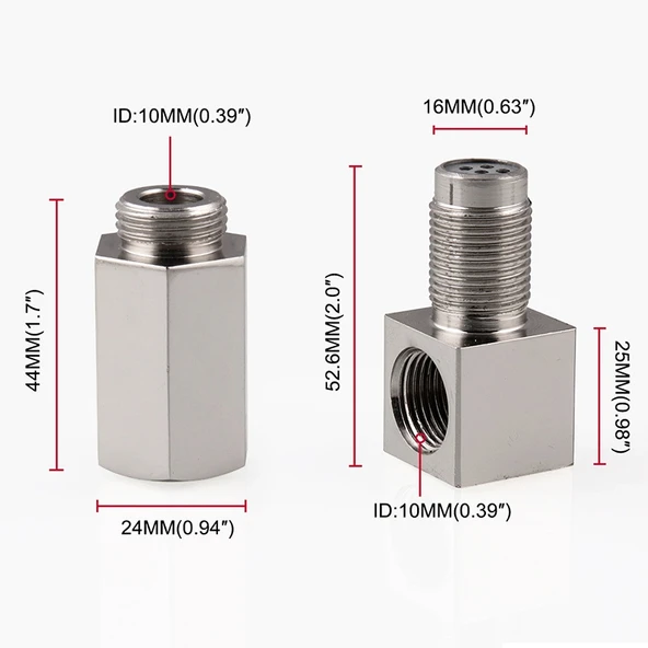 90 Derece Araç Oksijen Sensörü Boşluk Aparatı Motor Işığı CEL Kontrol Mini Katalitik Konvertör M18 x 1.5 - 4