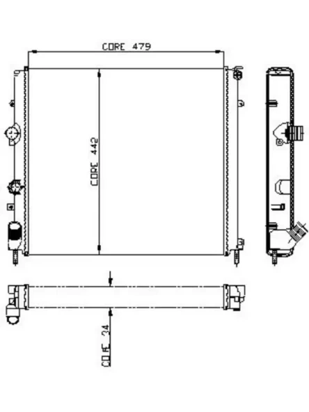 MOTOR RADYATORU KANGOO 1,5DCI / 1,9 EXPRESS 1,9 F8Q KLIMASIZ (479X442X34) / (1 SIRA ALB SISTEM)