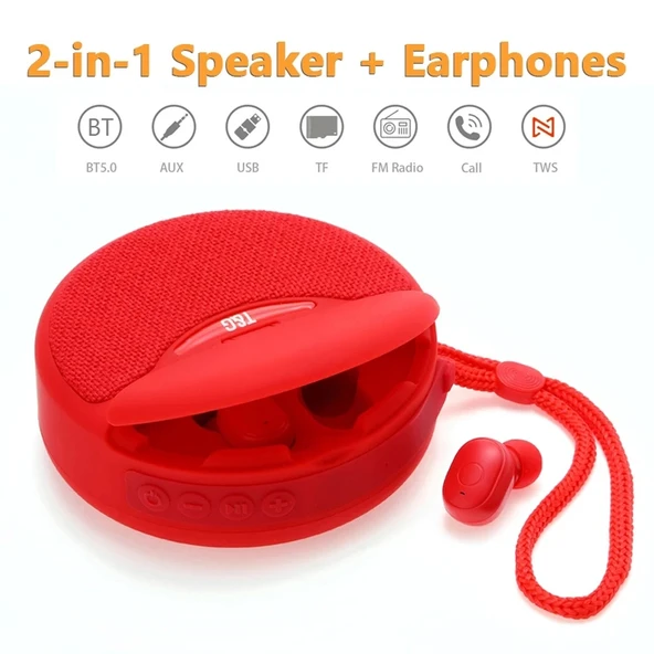 T G TG808 2si1 Arada Mini Kablosuz Bluetooth Hoparlör ve Kulaklık Siyah - 4