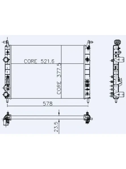 MOTOR RADYATOR PALIO 1,2 ALBEA 1,2 / 1,6 KLIMALI (2 SIRA AL+PL SISTEM) / (522X378X23,5)