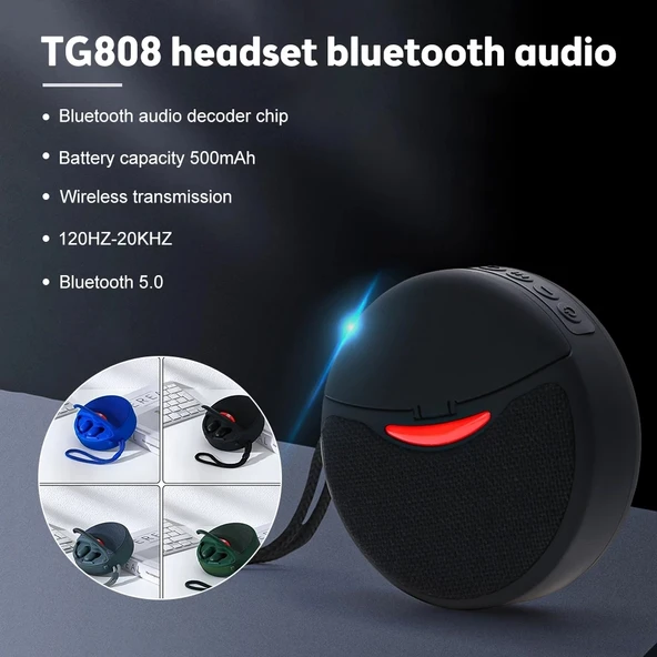 T G TG808 2si1 Arada Mini Kablosuz Bluetooth Hoparlör ve Kulaklık Siyah - 6