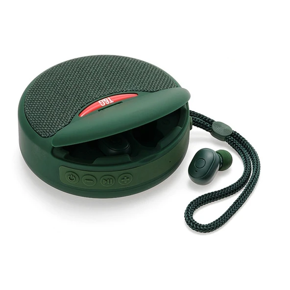 T G TG808 2si1 Arada Mini Kablosuz Bluetooth Hoparlör ve Kulaklık Yeşil