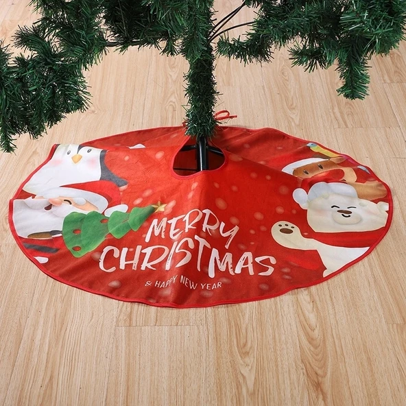 Noel Ağacı Eteği Halısı 90cm Çapında Fırçalanmış Kumaş 004 - 2