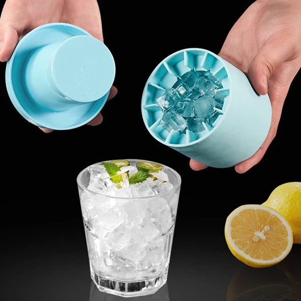 Silikon Silindirik Buz Küpü Kalıbı Mavi - 6