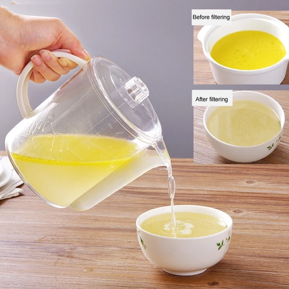 1500ml Mutfak Yağ Tutucu Çorba Kabı Süzgeçli Yağ Ayırıcı Filtreli - 4