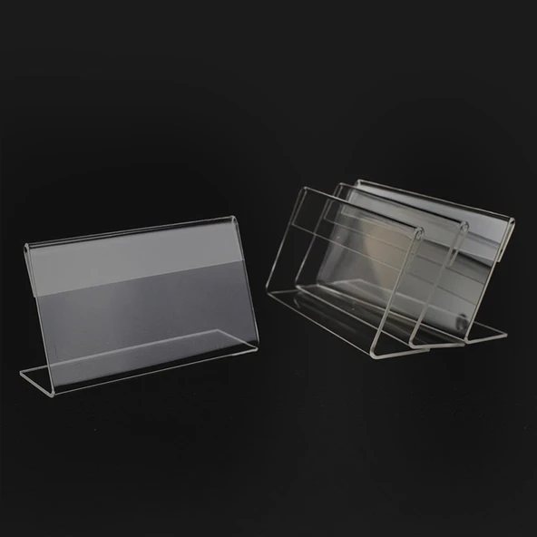 10lu Mini Şeffaf Akrilik Etiket Tutucu Stand - 4