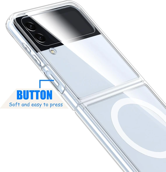 Samsung Galaxy Z Flip 3 Uyumlu Kamera Korumalı Magsafe Wireless Şarj Özellikli Şeffaf Silikon Kılıf - Resim 6