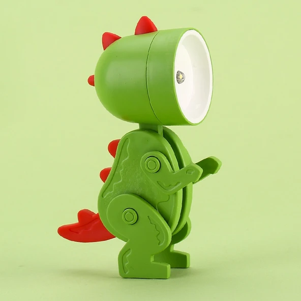 TL 23 LED Mini Katlanabilir Masa Lambası Dinozor Modeli Koyu Yeşil