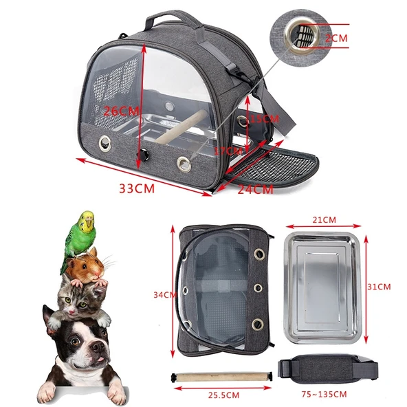 33x26x24cm Katlanabilir Taşınabilir Kuş Kafesi Oxford Kumaş Hamster Tavşan Sincap Taşıma Çantası - 3