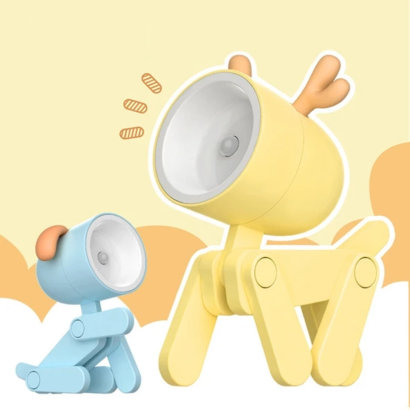 TL 23 LED Mini Katlanabilir Masa Lambası Geyik Desenli Gri - 2
