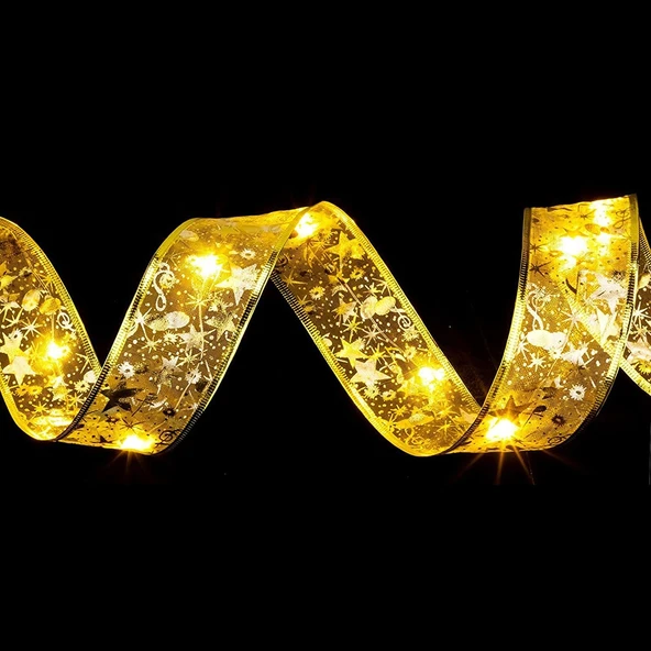 10 Metre 100 LED 8 Fonksiyonlu Uzaktan Kumandalı Altın Sıcak Beyaz Bronzing Kurdele Işıklar