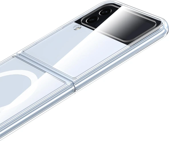 Samsung Galaxy Z Flip 3 Uyumlu Kamera Korumalı Magsafe Wireless Şarj Özellikli Şeffaf Silikon Kılıf - Resim 7