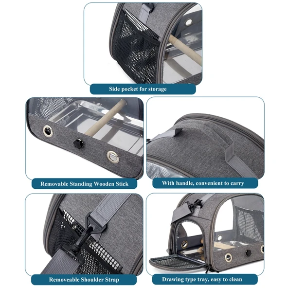 33x26x24cm Katlanabilir Taşınabilir Kuş Kafesi Oxford Kumaş Hamster Tavşan Sincap Taşıma Çantası - 5