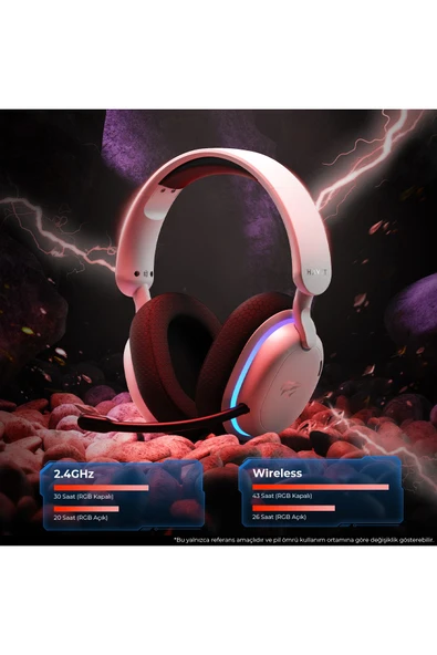Havit Gamenote Fuxi-H7 RGB Kablosuz Gaming Oyuncu Kulaklığı - Resim 5