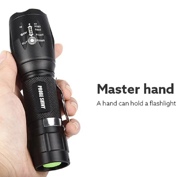 T02 Kalem Klipsli Mini Teleskopik Zoomlu LED El Feneri Suya Dayanıklı Uzun Menzilli - 6