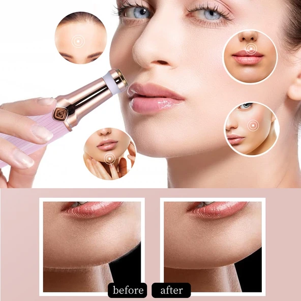 Kadın Mini Yüz Tıraş Makinesi ve Ruj Epilatör Pembe - 7