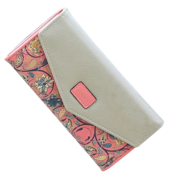 Moda Bayan Deri Clutch Çanta Uzun Karikatür Cüzdan Karpuz Kırmızısı - 2