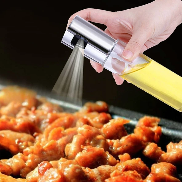 Mutfak Cam Zeytinyağı ve Sirke Püskürtücü Şişe Gümüş Renk 100ml - 3